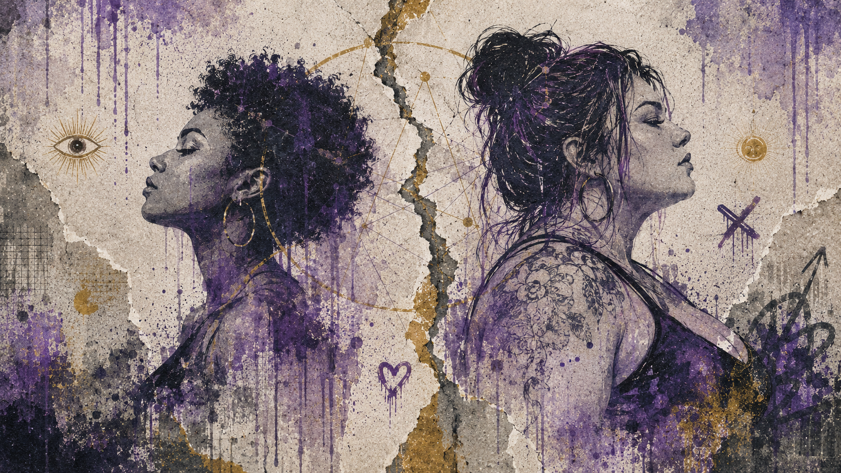 Immagine street art dedicata ai conflitti tra donne, alla sorellanza, alla rivalità femminile e alla trasformazione delle relazioni tra donne. Immagine street art dedicata ai conflitti tra donne, alla sorellanza, alla rivalità femminile e alla trasformazione delle relazioni tra donne.